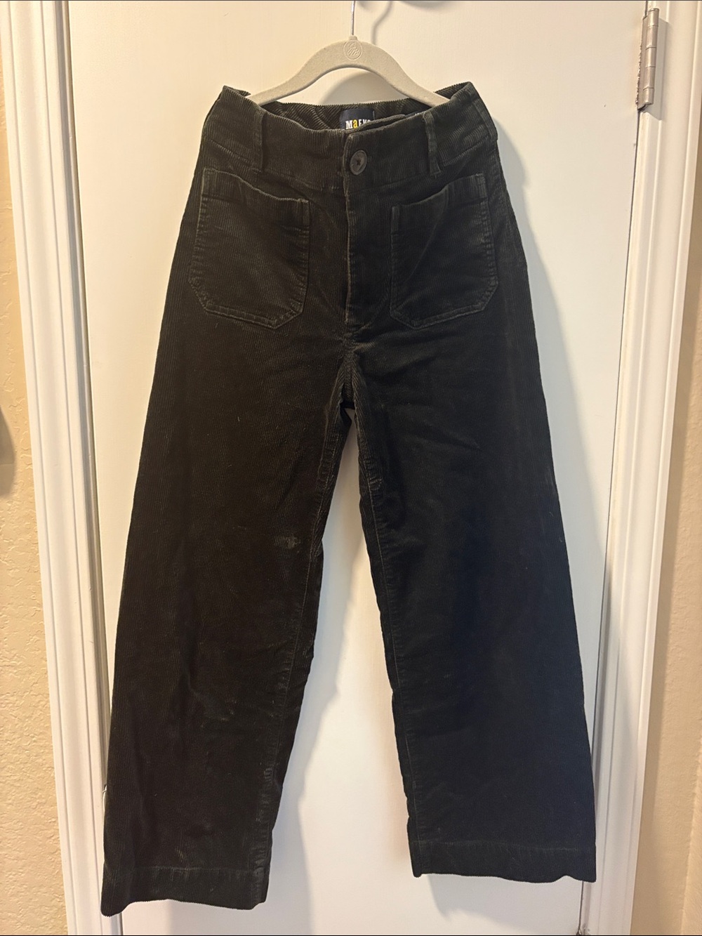 Maeve Emerald Green Wide-Leg Corduroy Pants
